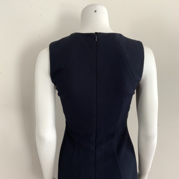 Hobbs Navy Sleeveless Textured Career Office Dress 4 - Picture 10 of 11